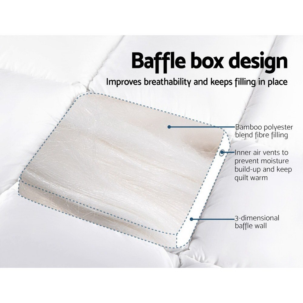 Giselle Bedding 5cm Bamboo Pillowtop Mattress Topper 1000GSM Mattress Pad for Back Pain Relief Washable Breathable Protector with 45cm Deep Pocket King - TOPPER-BAM-K Giselle Bedding 5cm Bamboo Pillowtop Mattress Topper 1000GSM Mattress Pad for Back Pain Relief Washable Breathable Protector with 45cm Deep Pocket King - Image 4