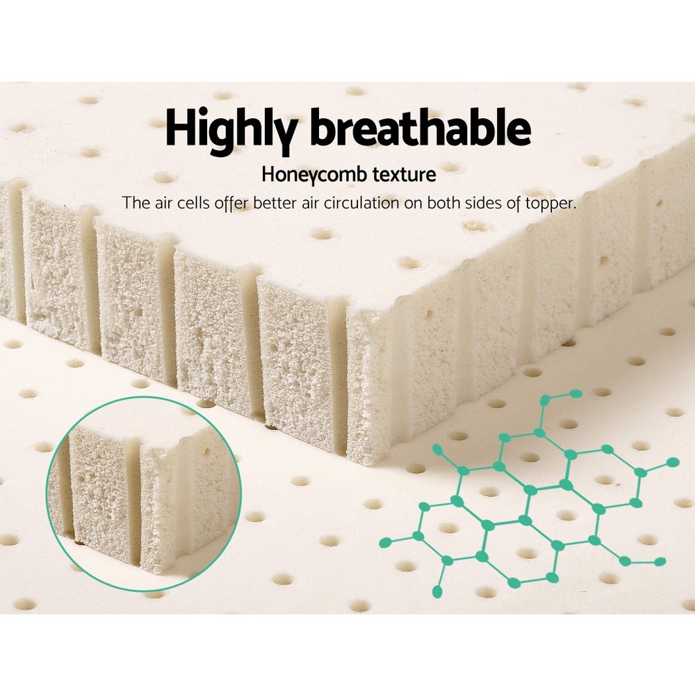 Giselle Bedding Latex Mattress Topper, 5cm Thick Cooling Bed Pad for Side Sleepers Pain Relief, 7 Zone Foldable Mat with Washable Cover for Guest Room Bedroom Queen - TOPPER-LT-Q-5 Giselle Bedding Latex Mattress Topper, 5cm Thick Cooling Bed Pad for Side Sleepers Pain Relief, 7 Zone Foldable Mat with Washable Cover for Guest Room Bedroom Queen - Image 4