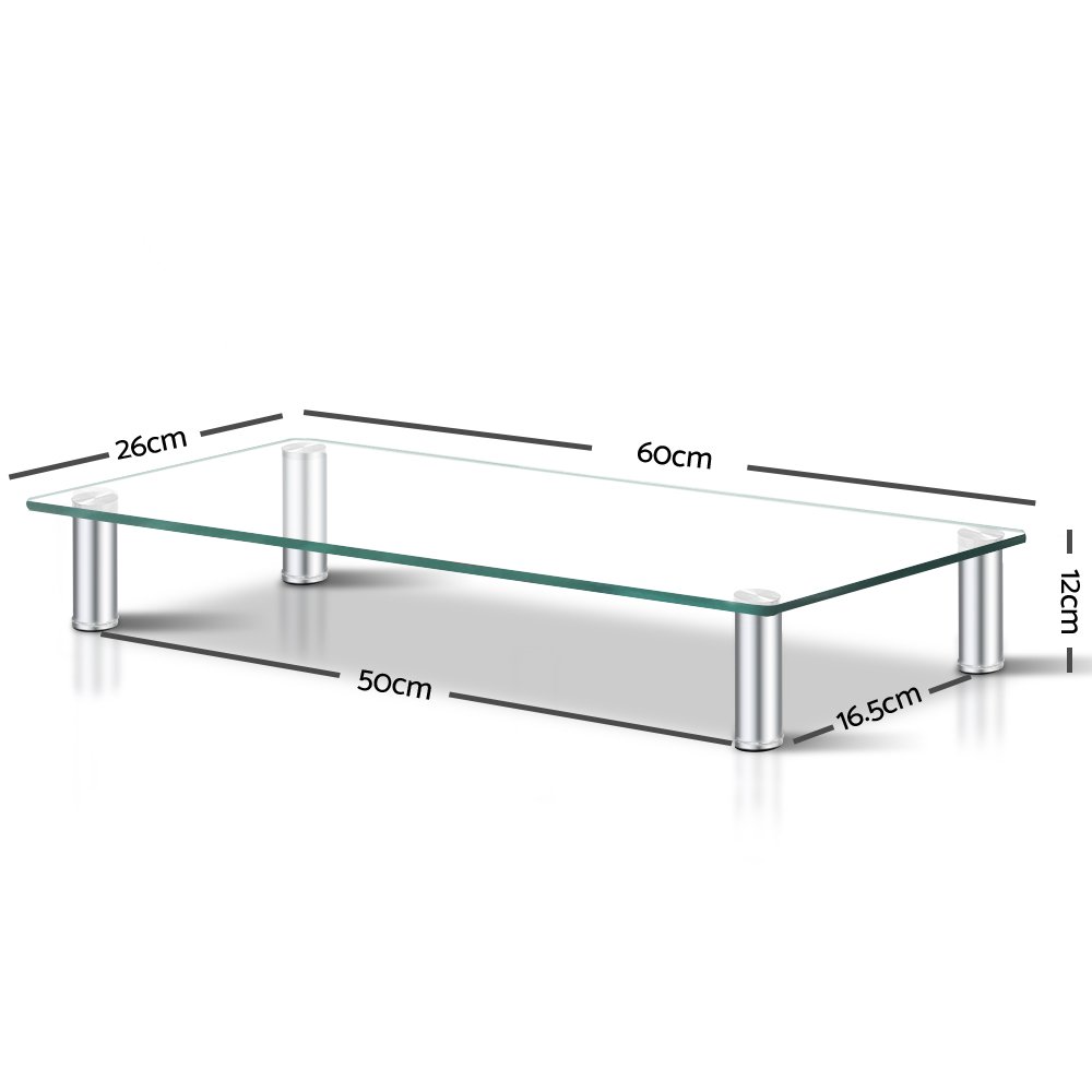 Artiss Monitor Stand Riser with Height Adjustable Computer Laptop Printer Screen Glass Display Shelf - TV-MOUN-TAB-S05-TP Artiss Monitor Stand Riser with Height Adjustable Computer Laptop Printer Screen Glass Display Shelf - Image 2
