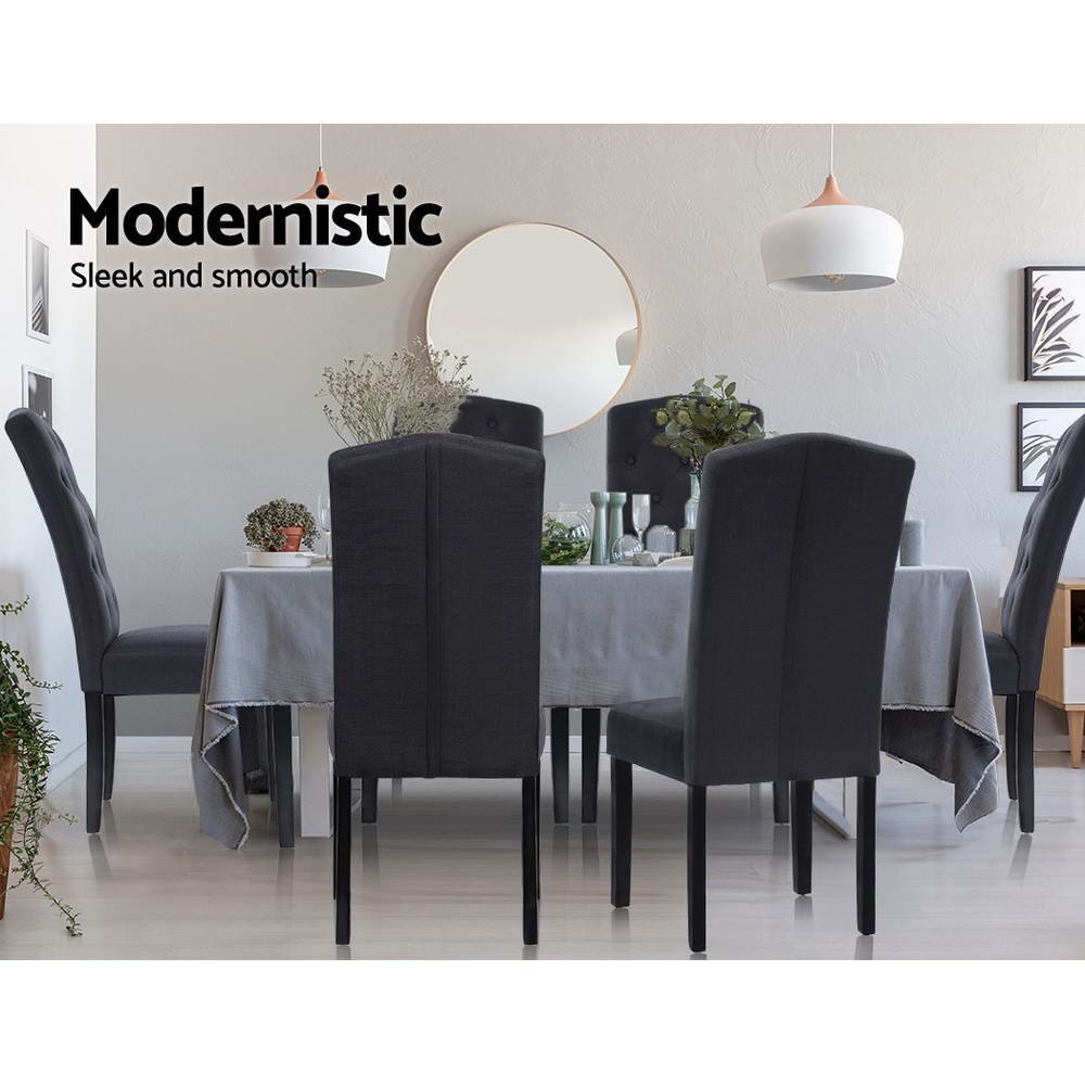 Artiss Dining Chairs Set of 2 Linen Parsons Chair Dark Grey - UPHO-C-DIN-1026-GYX2 Artiss Dining Chairs Set of 2 Linen Parsons Chair Dark Grey - Image 4