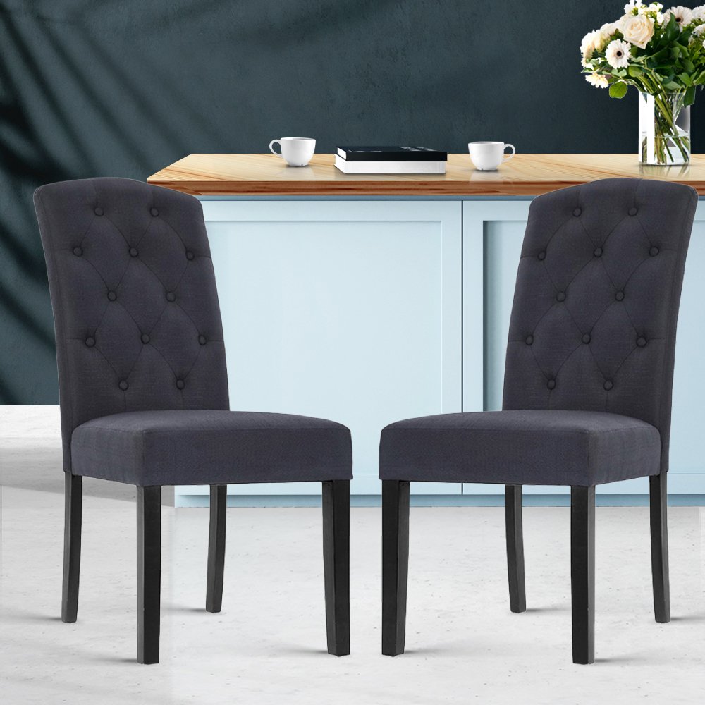 Artiss Dining Chairs Set of 2 Linen Parsons Chair Dark Grey - UPHO-C-DIN-1026-GYX2 Artiss Dining Chairs Set of 2 Linen Parsons Chair Dark Grey - Image 8