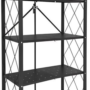 CARLA HOME 5-Tier Foldable Storage Shelf with Wheels for Kitchen, Garage, Pantry or Basement (Black)