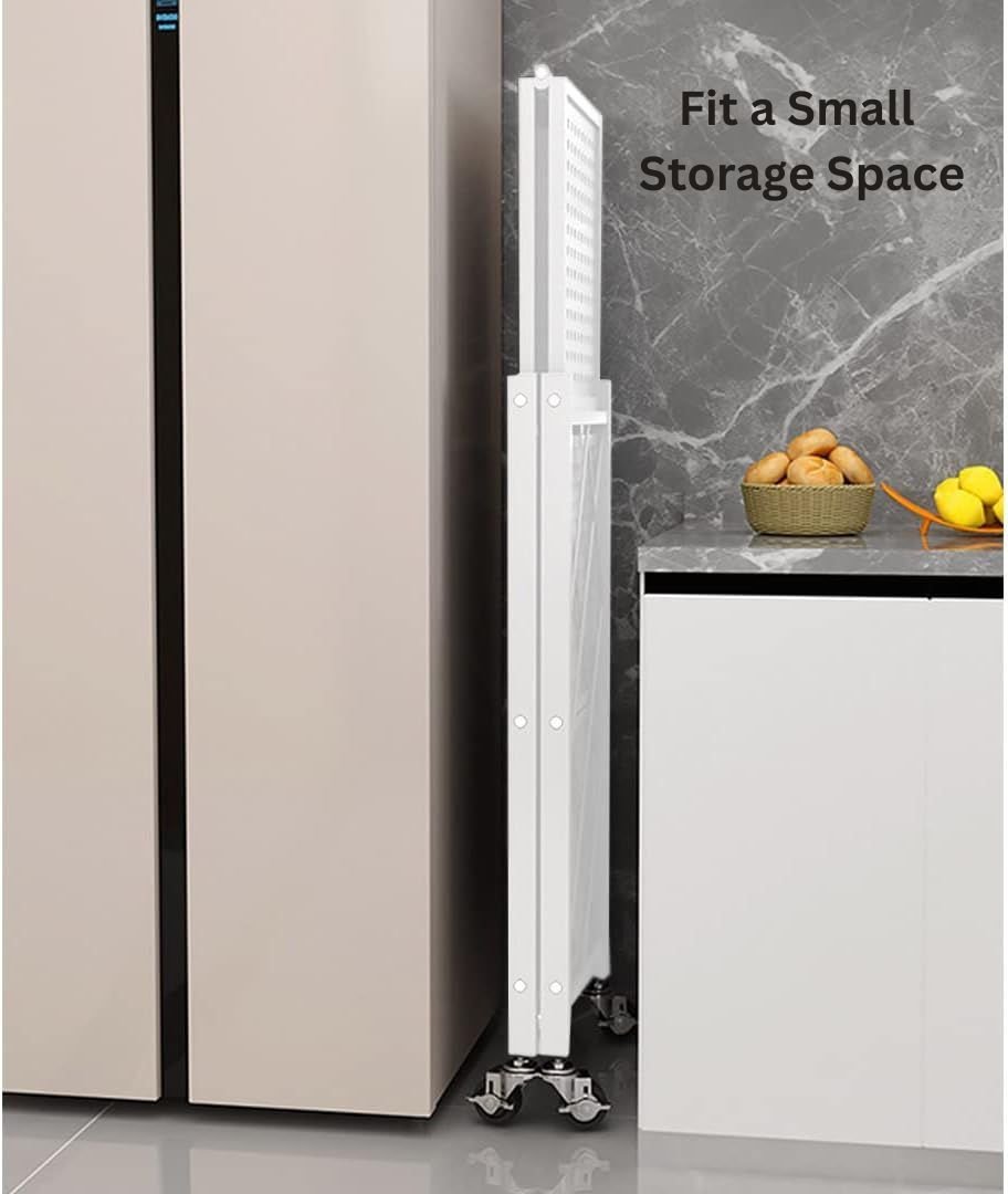 CARLA HOME 3-Tier Foldable Storage Shelf with Wheels for Kitchen, Garage, Pantry or Basement (White) - V178-36253 CARLA HOME 3-Tier Foldable Storage Shelf with Wheels for Kitchen, Garage, Pantry or Basement (White) - Image 7