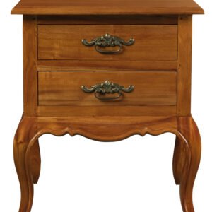 French Provincial 2 Drawer Side Table (Light Pecan)