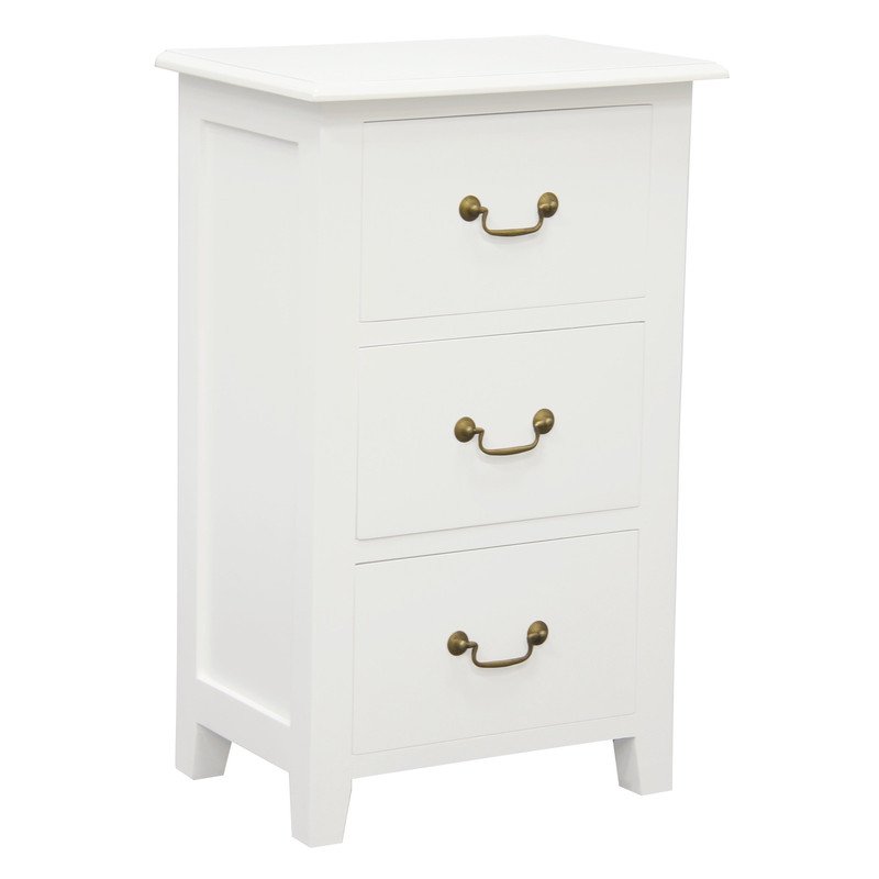 Tasmania 3 Drawer Lamp Table (White) - V199-LT003PNWH Tasmania 3 Drawer Lamp Table (White) - Image 4