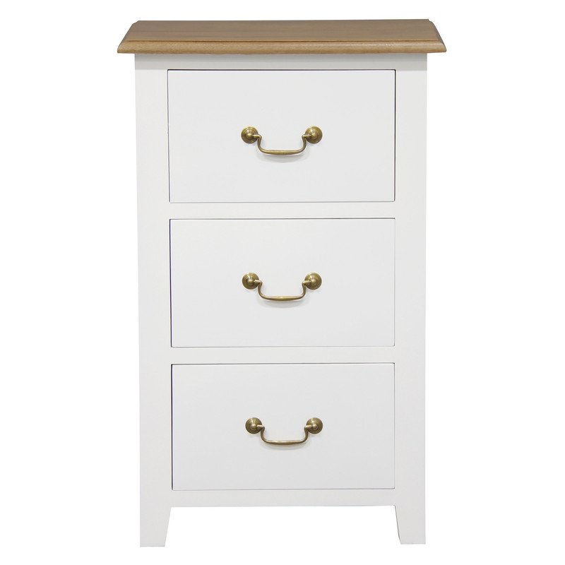 Tasmania 3 Drawer Lamp Table (White Caramel)