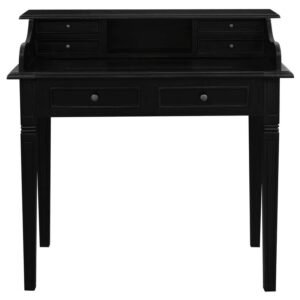 Winston 6 Drawer Solid Timber Writing Desk (Black)