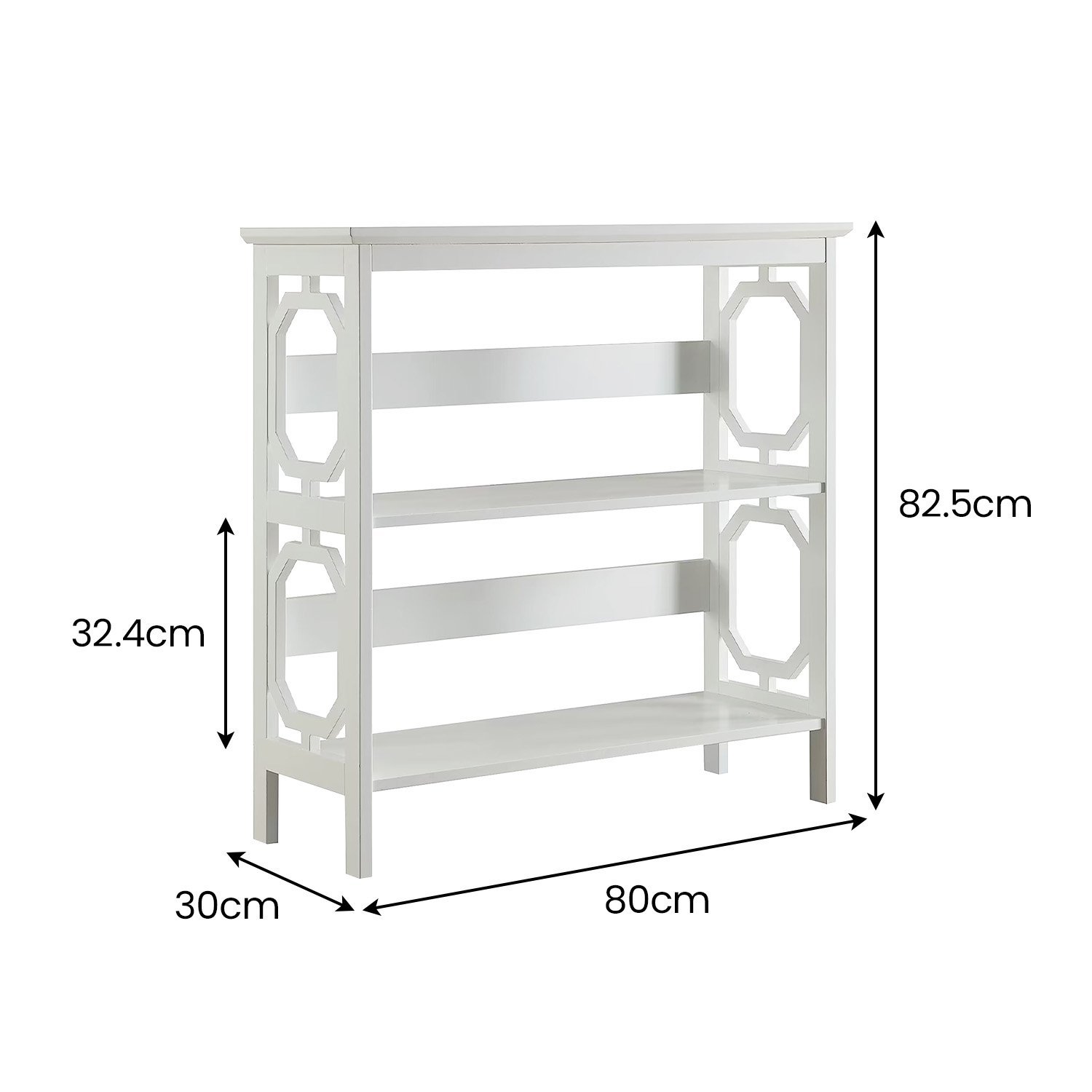 Sarantino Laurel 3-Tier Bookshelf Display Rack in White - V240-TBL-NTD-096-05 Sarantino Laurel 3-Tier Bookshelf Display Rack in White - Image 2