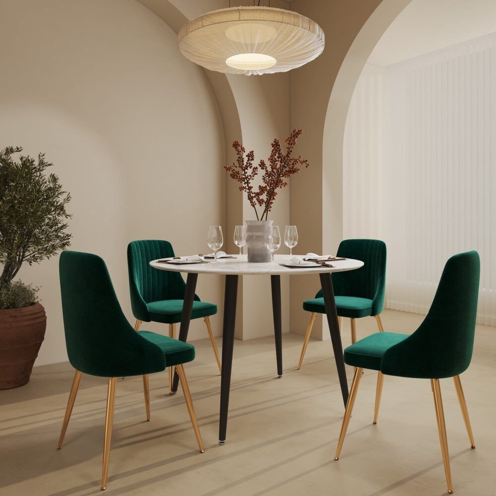 Round MDF Marbling Dining Table - V264-DNT-405S-WHE Round MDF Marbling Dining Table - Image 7