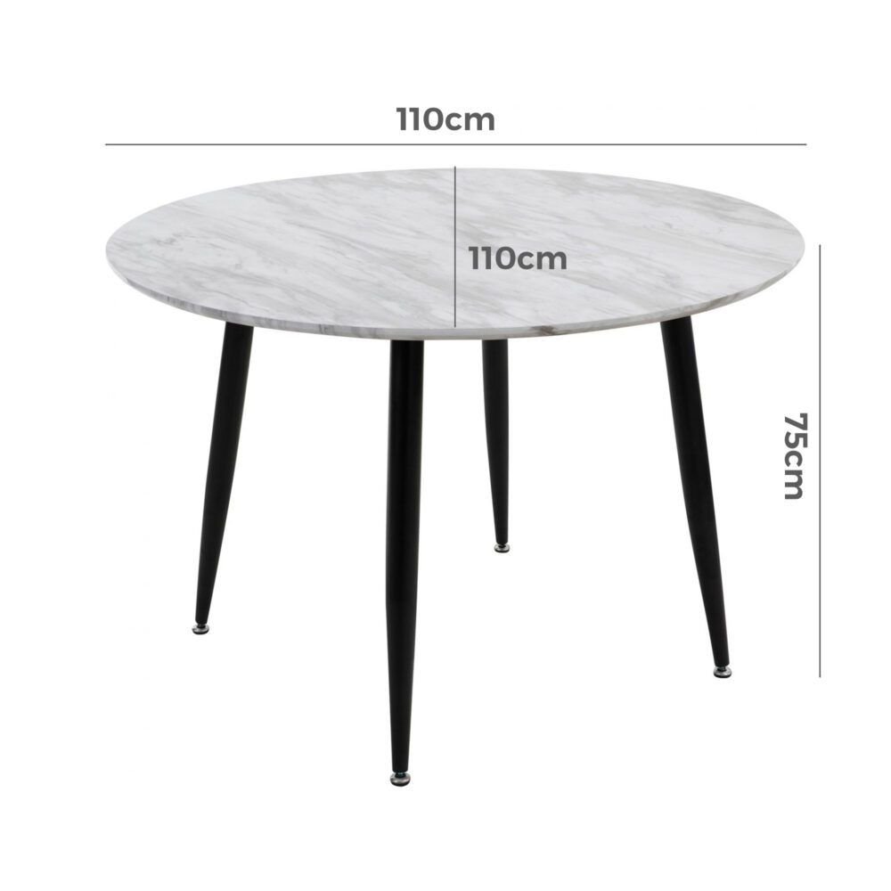 Round MDF Marbling Dining Table - V264-DNT-405S-WHE Round MDF Marbling Dining Table - Image 10