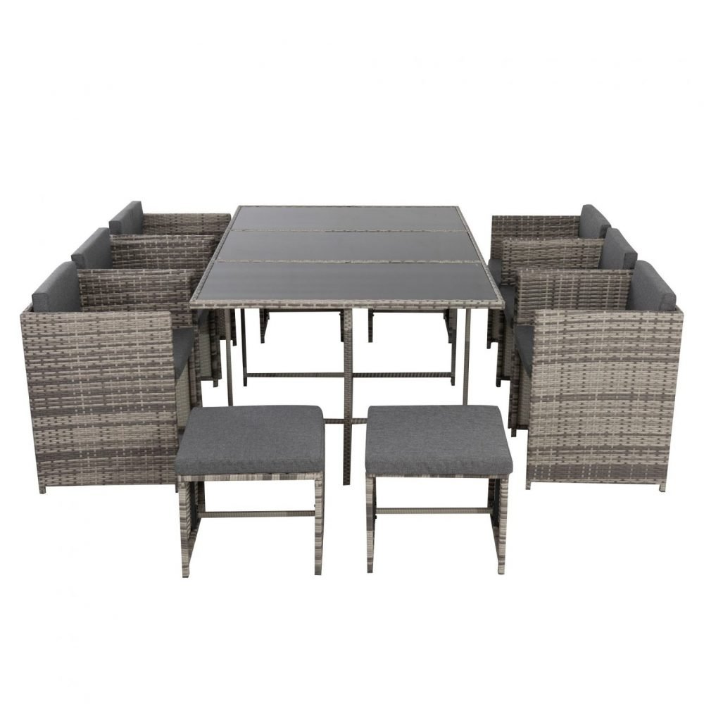 Bali 11 Piece Outdoor Dining Set-Grey - V264-OTF-501S-LGR Bali 11 Piece Outdoor Dining Set-Grey - Image 5