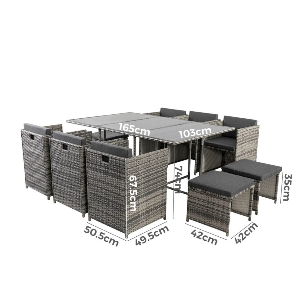 Bali 11 Piece Outdoor Dining Set-Grey - V264-OTF-501S-LGR Bali 11 Piece Outdoor Dining Set-Grey - Image 9