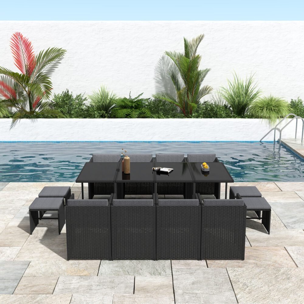 Bali 13PC Outdoor Dining Set-Black - V264-OTF-502S-BLK Bali 13PC Outdoor Dining Set-Black - Image 4