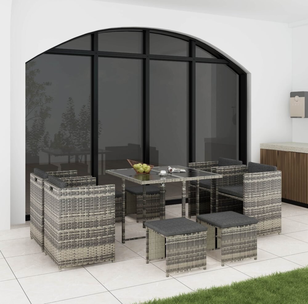 Horrocks 8 Seater Outdoor Dining Set-Grey - V264-OTF-503S-LGR Horrocks 8 Seater Outdoor Dining Set-Grey - Image 4