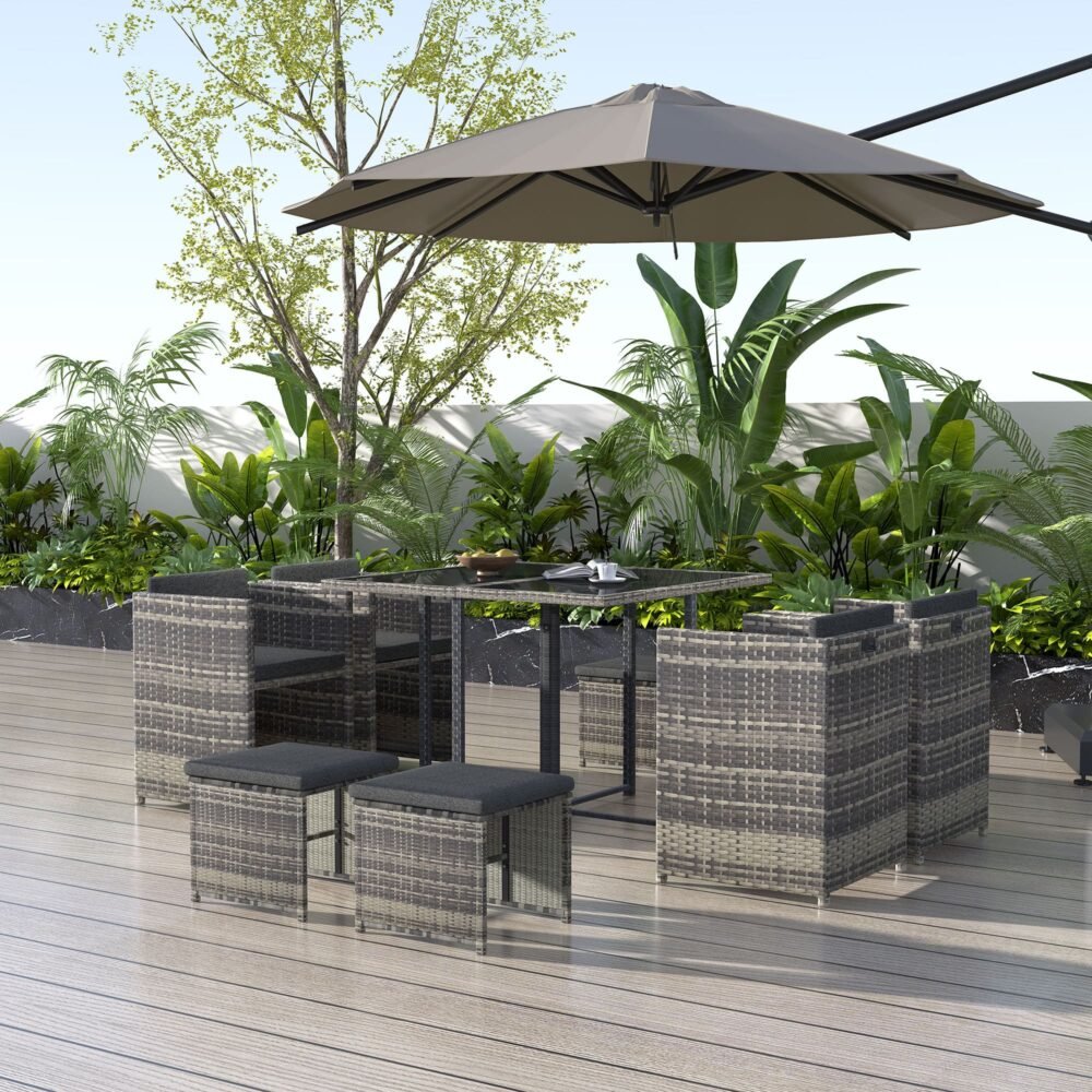 Horrocks 8 Seater Outdoor Dining Set-Grey - V264-OTF-503S-LGR Horrocks 8 Seater Outdoor Dining Set-Grey - Image 2
