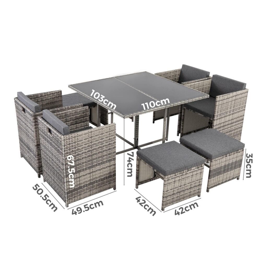 Horrocks 8 Seater Outdoor Dining Set-Grey - V264-OTF-503S-LGR Horrocks 8 Seater Outdoor Dining Set-Grey - Image 11