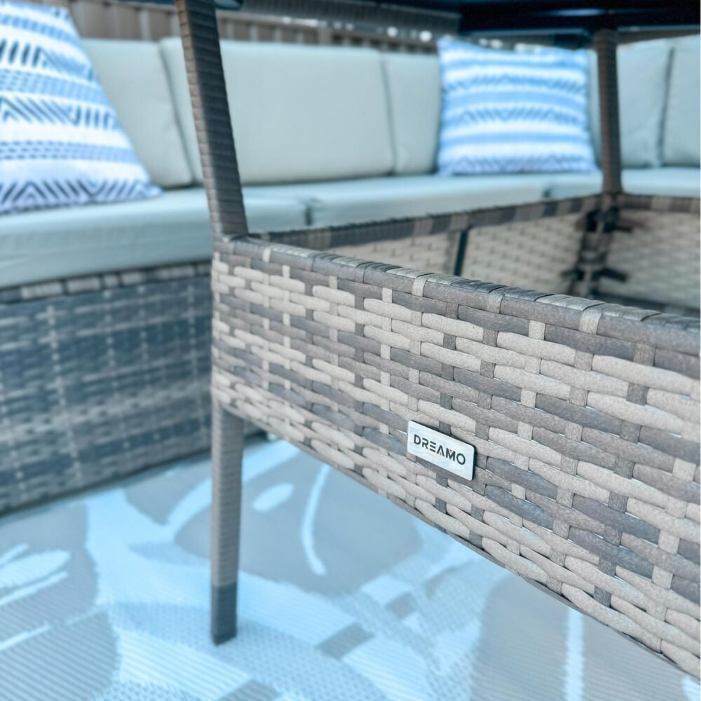 8PC Outdoor Dining Set Wicker Table & Chairs-Grey - V264-OTF-511S-LGR 8PC Outdoor Dining Set Wicker Table & Chairs-Grey - Image 7