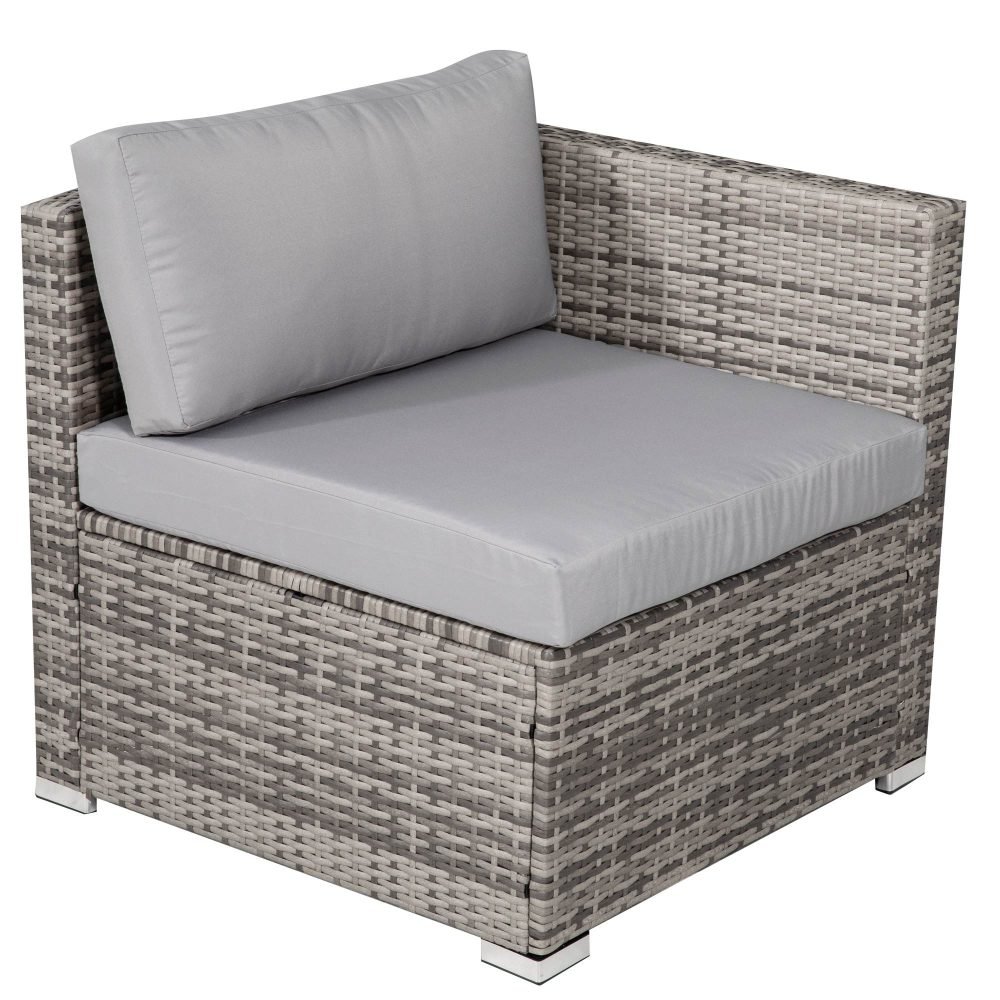 8PC Outdoor Dining Set Wicker Table & Chairs-Grey - V264-OTF-511S-LGR 8PC Outdoor Dining Set Wicker Table & Chairs-Grey - Image 12