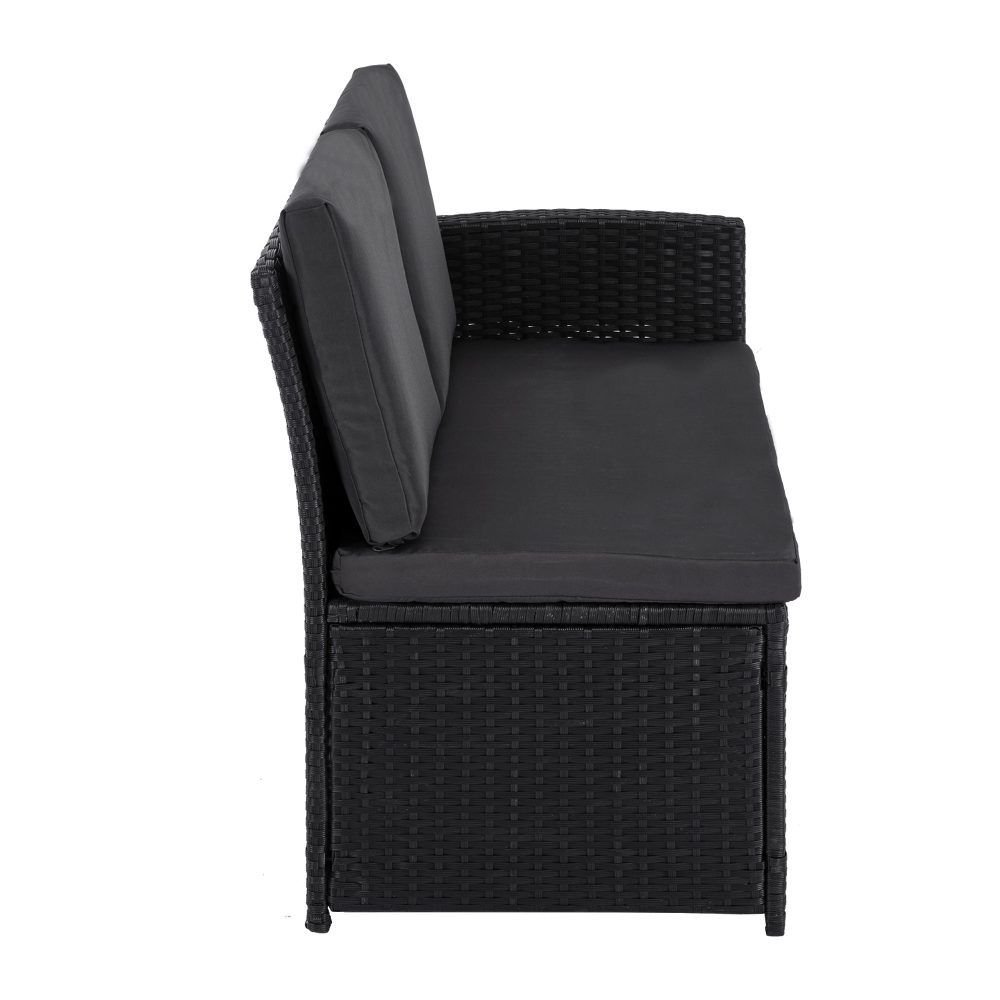 Ella 8-Seater Modular Outdoor Garden Lounge and Dining Set with Table and Stools in Black - V264-OTF-526S-BLK Ella 8-Seater Modular Outdoor Garden Lounge and Dining Set with Table and Stools in Black - Image 6