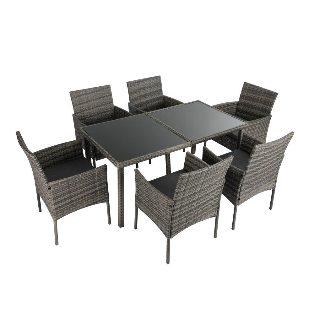 Rural Style Outdoor Grey Wicker 6 Seater Dining Set - V264-OTF-527S-DGR Rural Style Outdoor Grey Wicker 6 Seater Dining Set - Image 4