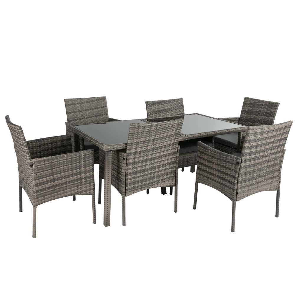 Rural Style Outdoor Grey Wicker 6 Seater Dining Set - V264-OTF-527S-DGR Rural Style Outdoor Grey Wicker 6 Seater Dining Set - Image 5