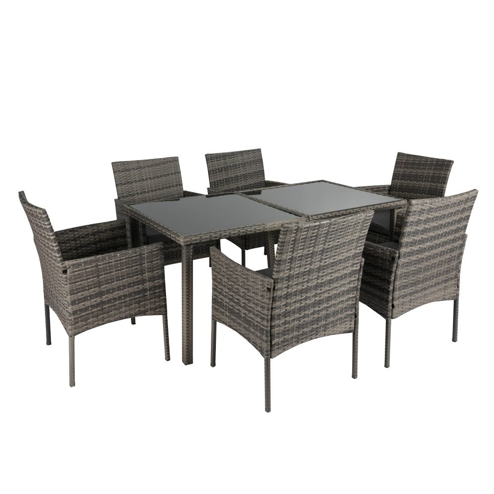 Rural Style Outdoor Grey Wicker 6 Seater Dining Set - V264-OTF-527S-DGR Rural Style Outdoor Grey Wicker 6 Seater Dining Set - Image 6