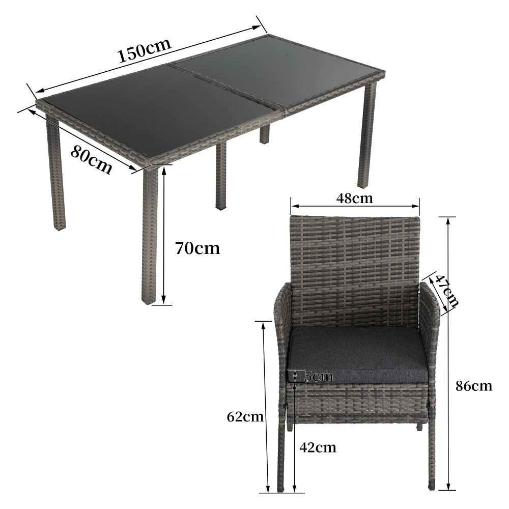 Rural Style Outdoor Grey Wicker 6 Seater Dining Set - V264-OTF-527S-DGR Rural Style Outdoor Grey Wicker 6 Seater Dining Set - Image 10