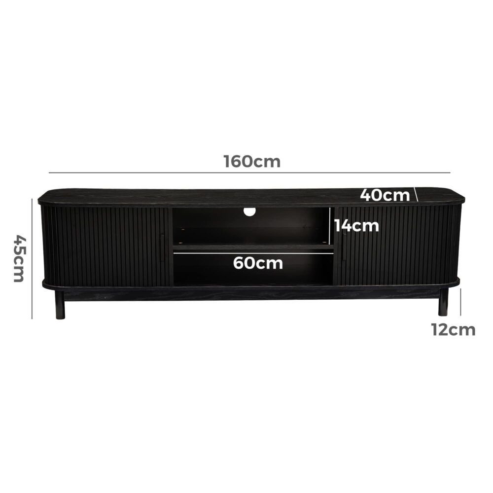 160cm Ribbed Black Entertainment Unit - V264-TAB-727C-BLK 160cm Ribbed Black Entertainment Unit - Image 16