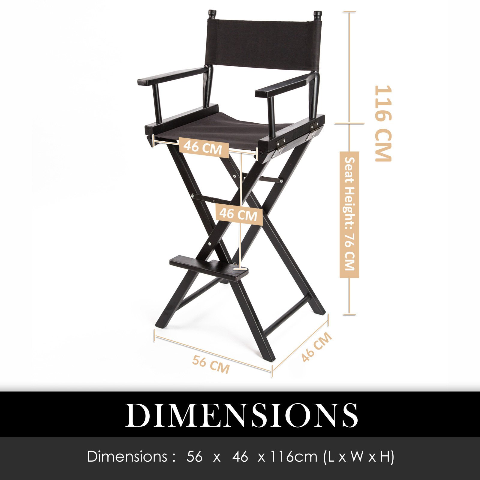 2X Director Movie Folding Tall Chair 76cm DARK HUMOR - V274-FT-6015DC-BK2 2X Director Movie Folding Tall Chair 76cm DARK HUMOR - Image 12