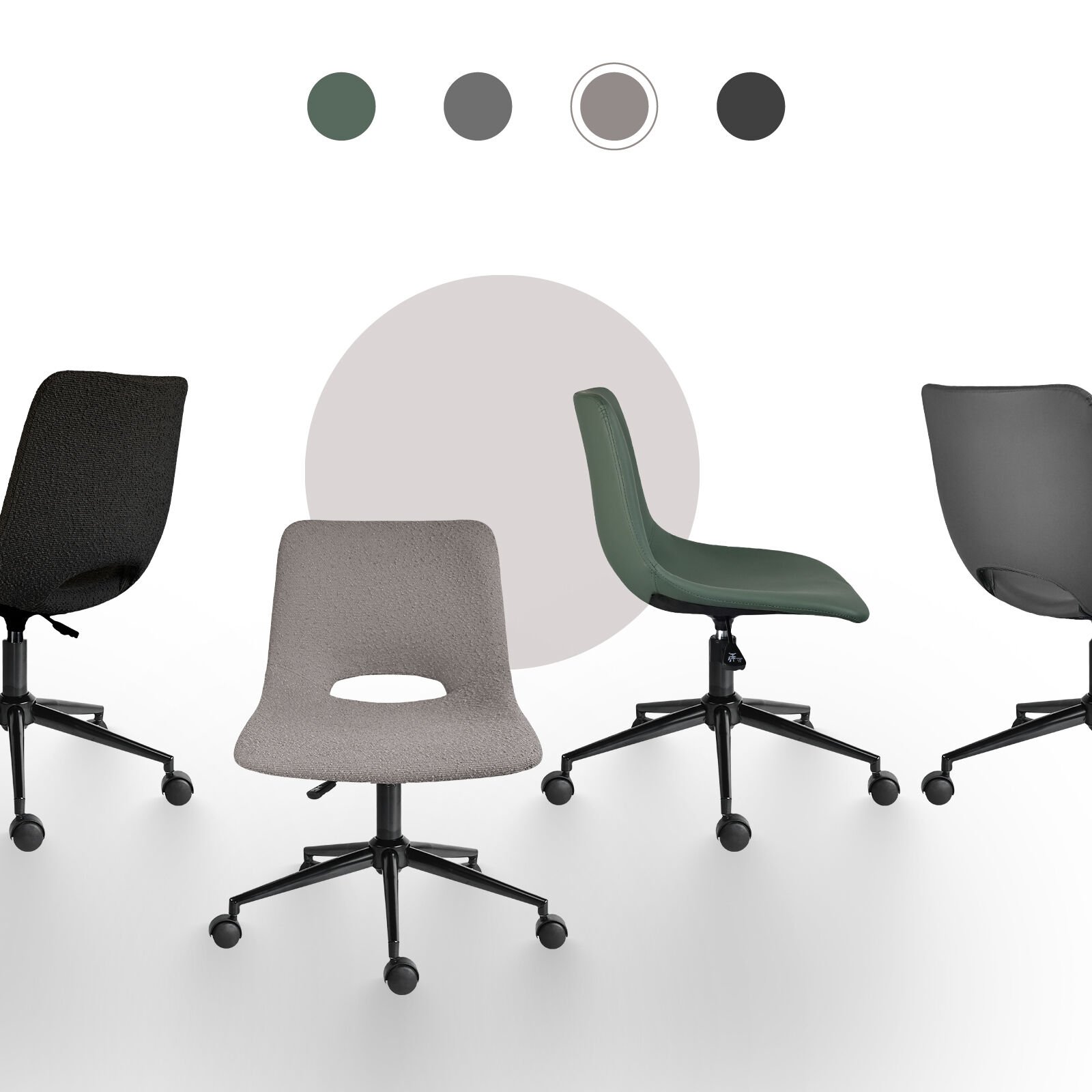 2 Set Office Desk Chair - Loop Yarn Fabric Home Swivel Chair Cut-Out Seat HALO GREY - V274-FT-VOC-002BK-LGY2 2 Set Office Desk Chair - Loop Yarn Fabric Home Swivel Chair Cut-Out Seat HALO GREY - Image 9