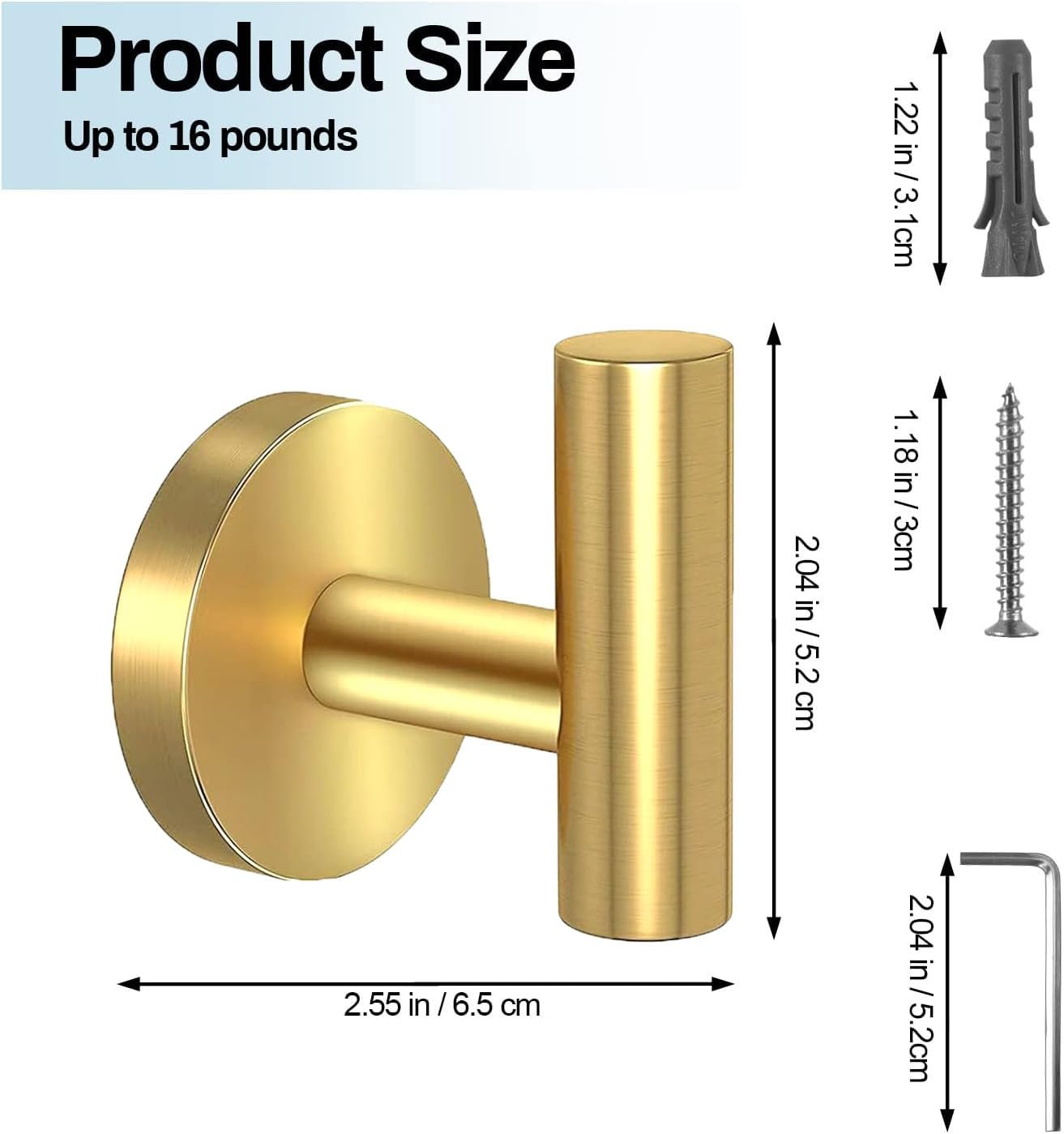 2 Pcs Wall Mount Bathroom Towel Hooks Holder Cloth Hanger Hook Kitchen Door Hanger Gold - V324-2XJWTCLOHOOK-DKGD 2 Pcs Wall Mount Bathroom Towel Hooks Holder Cloth Hanger Hook Kitchen Door Hanger Gold - Image 3