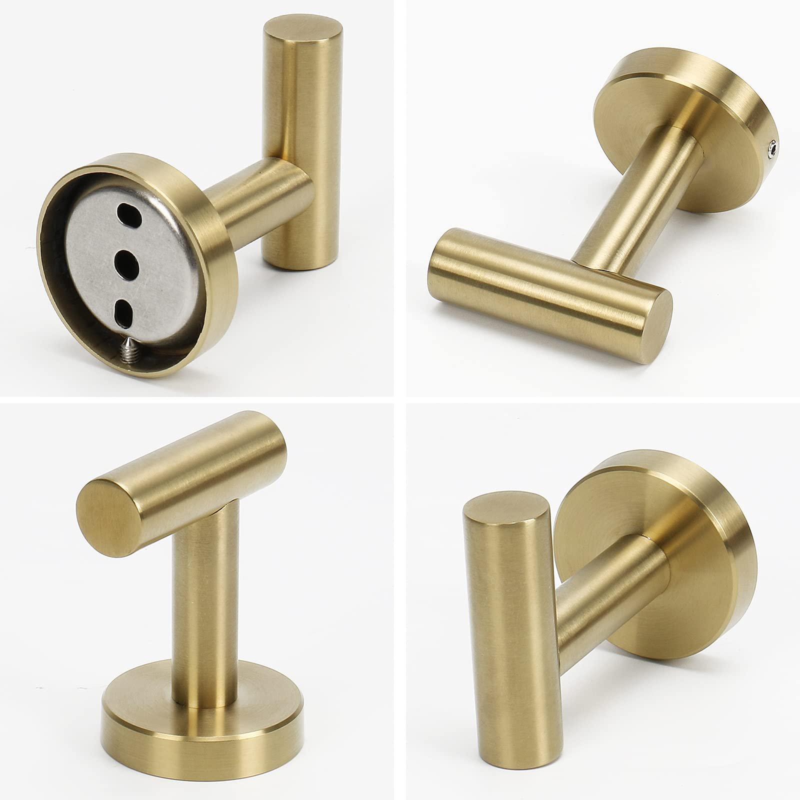 2 Pcs Wall Mount Bathroom Towel Hooks Holder Cloth Hanger Hook Kitchen Door Hanger Gold - V324-2XJWTCLOHOOK-DKGD 2 Pcs Wall Mount Bathroom Towel Hooks Holder Cloth Hanger Hook Kitchen Door Hanger Gold - Image 5