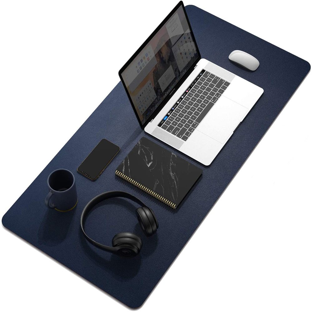 Dark Blue 90cm*45cm Dual Side Office Desk Pad Waterproof PU Leather Computer Mouse Pad - V324-COMMP-YELLOW9045 Dark Blue 90cm*45cm Dual Side Office Desk Pad Waterproof PU Leather Computer Mouse Pad - Image 2
