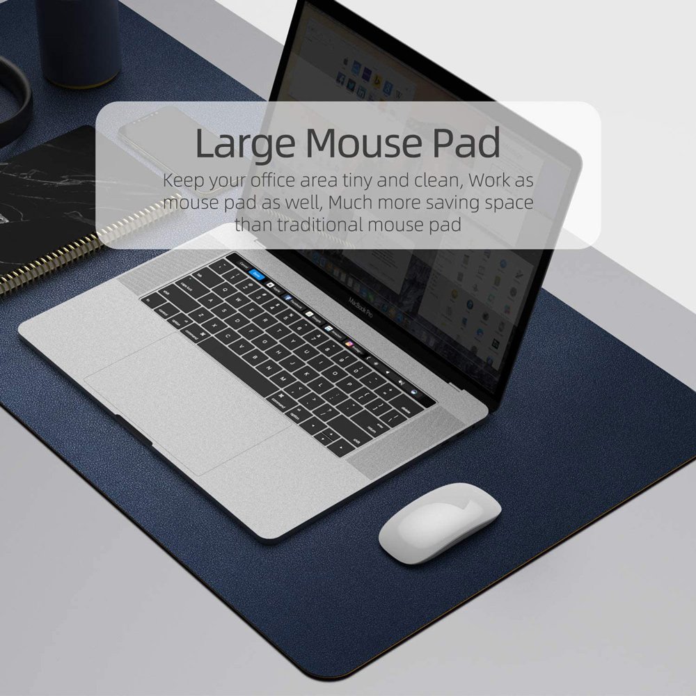 Dark Blue 90cm*45cm Dual Side Office Desk Pad Waterproof PU Leather Computer Mouse Pad - V324-COMMP-YELLOW9045 Dark Blue 90cm*45cm Dual Side Office Desk Pad Waterproof PU Leather Computer Mouse Pad - Image 6