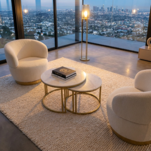 Interior Ave - Premier Nested Coffee Table Set - White Marble Stone