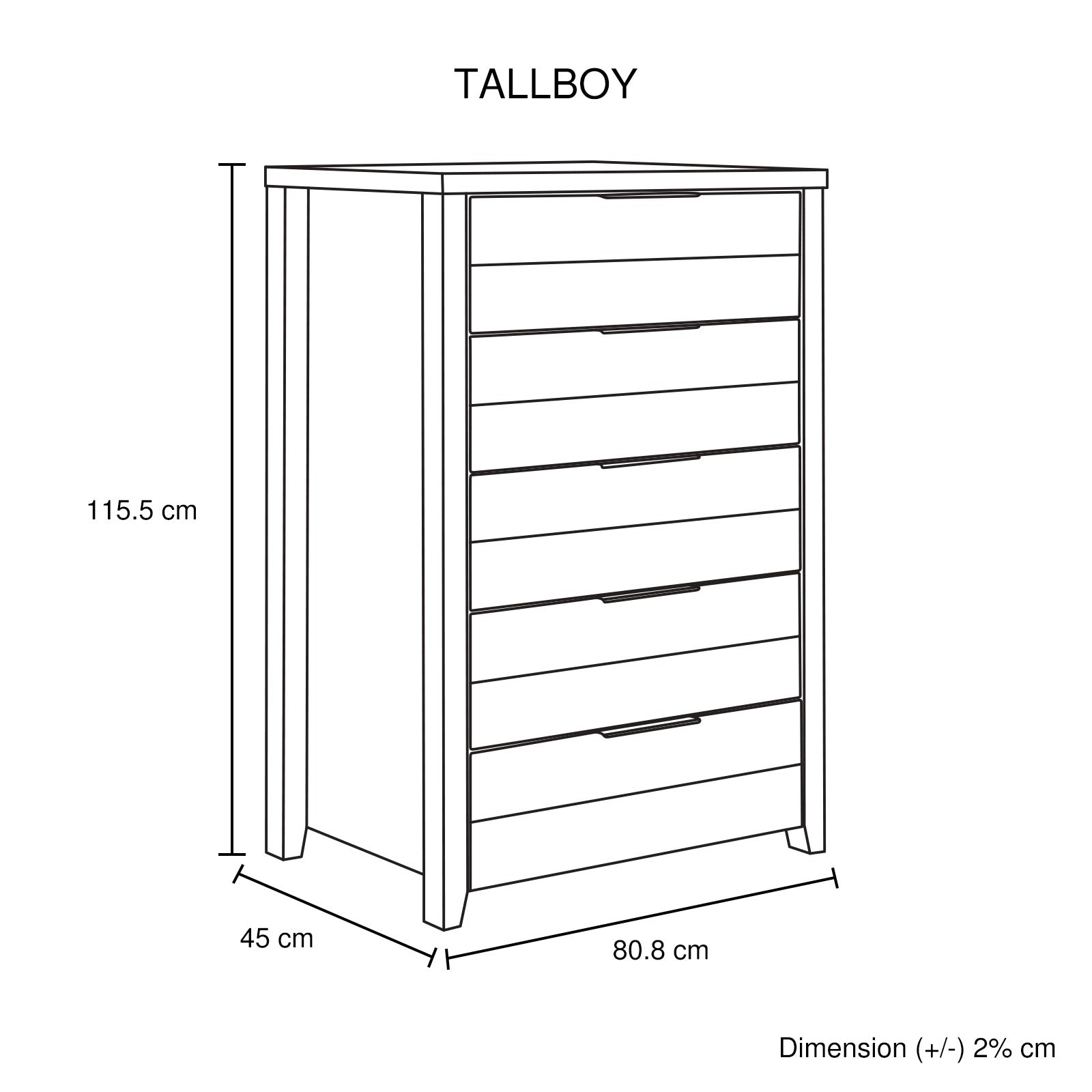 5 Pieces Bedroom Suite Natural Wood Like MDF Structure Double Size Oak Colour Bed, Bedside Table, Tallboy & Dresser - V43-BDS-CEL-5PC-TBY-DRS-D-OAK 5 Pieces Bedroom Suite Natural Wood Like MDF Structure Double Size Oak Colour Bed, Bedside Table, Tallboy & Dresser - Image 11