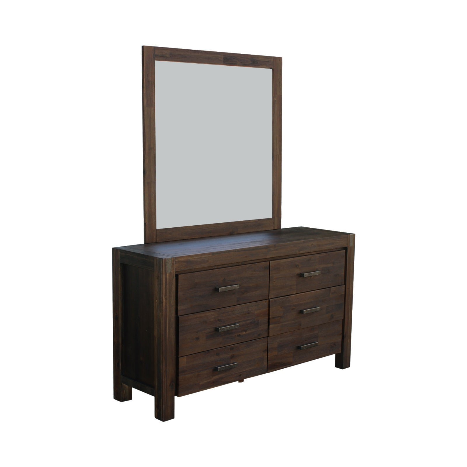 4 Pieces Bedroom Suite in Solid Wood Veneered Acacia Construction Timber Slat Double Size Chocolate Colour Bed, Bedside Table & Dresser - V43-BDS-NOW-4PC-DRS-DCH 4 Pieces Bedroom Suite in Solid Wood Veneered Acacia Construction Timber Slat Double Size Chocolate Colour Bed, Bedside Table & Dresser - Image 5