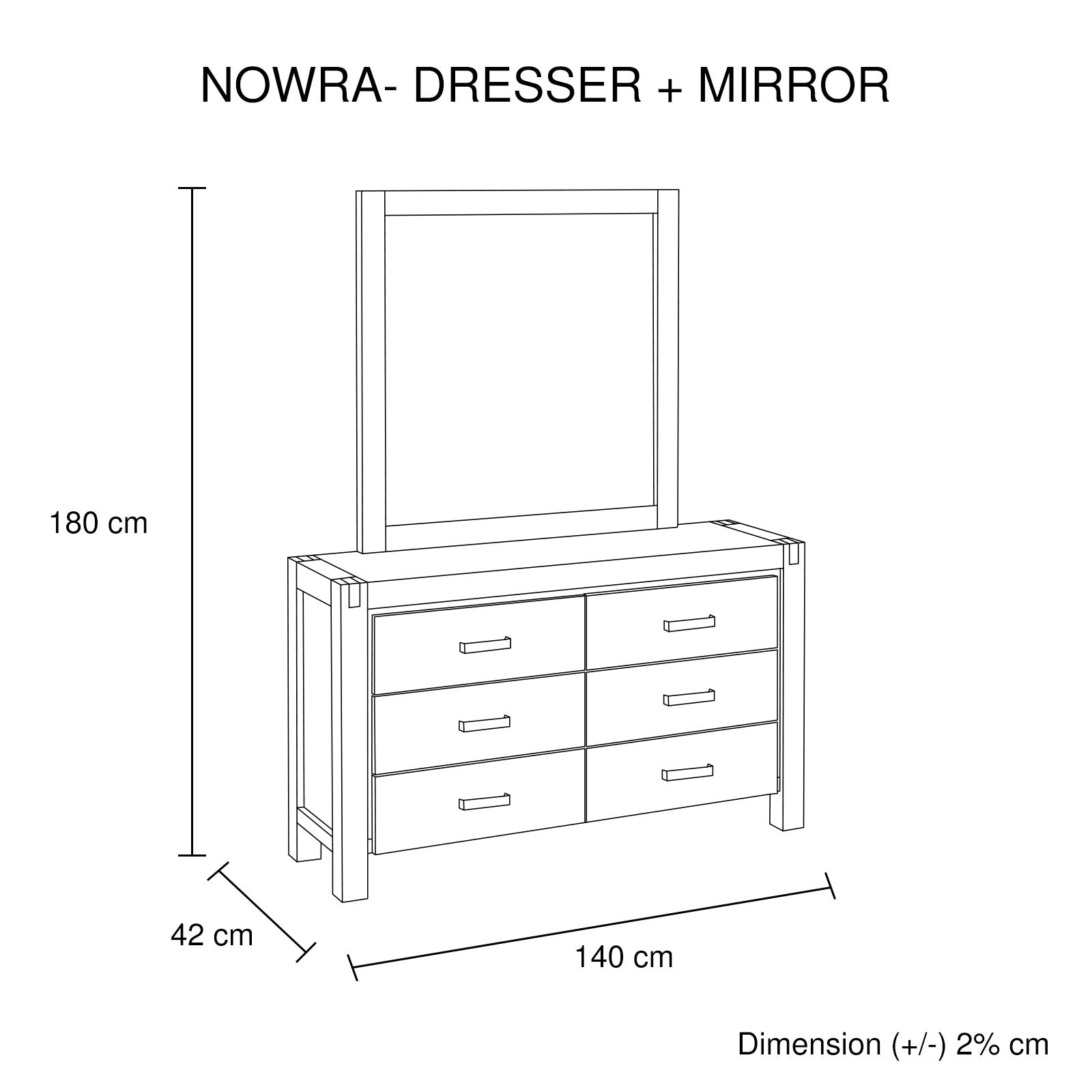 4 Pieces Bedroom Suite in Solid Wood Veneered Acacia Construction Timber Slat Double Size Chocolate Colour Bed, Bedside Table & Dresser - V43-BDS-NOW-4PC-DRS-DCH 4 Pieces Bedroom Suite in Solid Wood Veneered Acacia Construction Timber Slat Double Size Chocolate Colour Bed, Bedside Table & Dresser - Image 8
