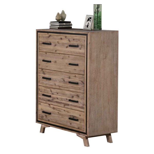 4 Pieces Bedroom Suite King Size Silver Brush in Acacia Wood Construction Bed, Bedside Table & Tallboy - V43-BDS-SSH-4PC-TBY-K 4 Pieces Bedroom Suite King Size Silver Brush in Acacia Wood Construction Bed, Bedside Table & Tallboy - Image 5