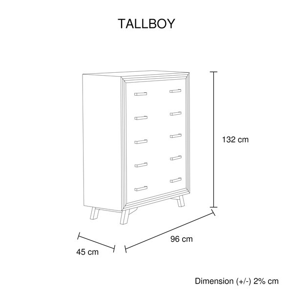 4 Pieces Bedroom Suite King Size Silver Brush in Acacia Wood Construction Bed, Bedside Table & Tallboy - V43-BDS-SSH-4PC-TBY-K 4 Pieces Bedroom Suite King Size Silver Brush in Acacia Wood Construction Bed, Bedside Table & Tallboy - Image 10