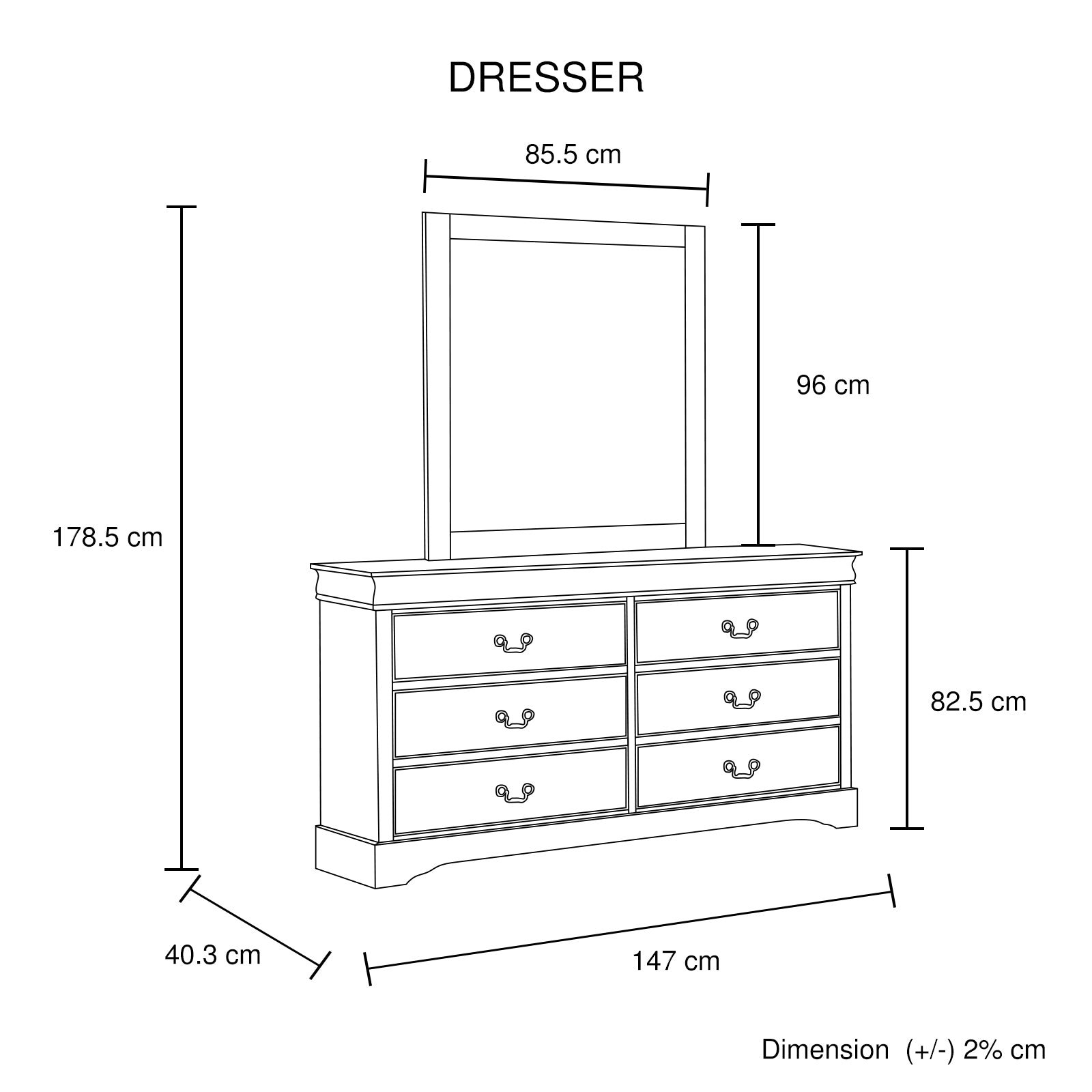 Dressing Chest with 6 Storage Drawers in Solid Wooden Mirror Metal Handles Grey Colour - V43-DRS-SPNC Dressing Chest with 6 Storage Drawers in Solid Wooden Mirror Metal Handles Grey Colour - Image 7