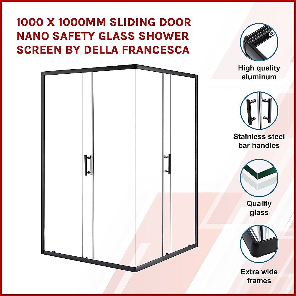 1000 x 1000mm Sliding Door Nano Safety Glass Shower Screen By Della Francesca - V63-829521 1000 x 1000mm Sliding Door Nano Safety Glass Shower Screen By Della Francesca - Image 3