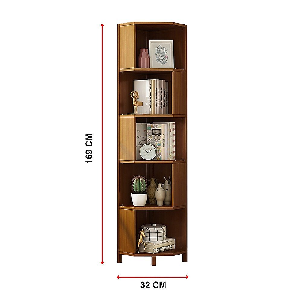 5-Shelf Corner Bookcase Industrial Bookshelf Display Storage Stand - V63-838281 5-Shelf Corner Bookcase Industrial Bookshelf Display Storage Stand - Image 8