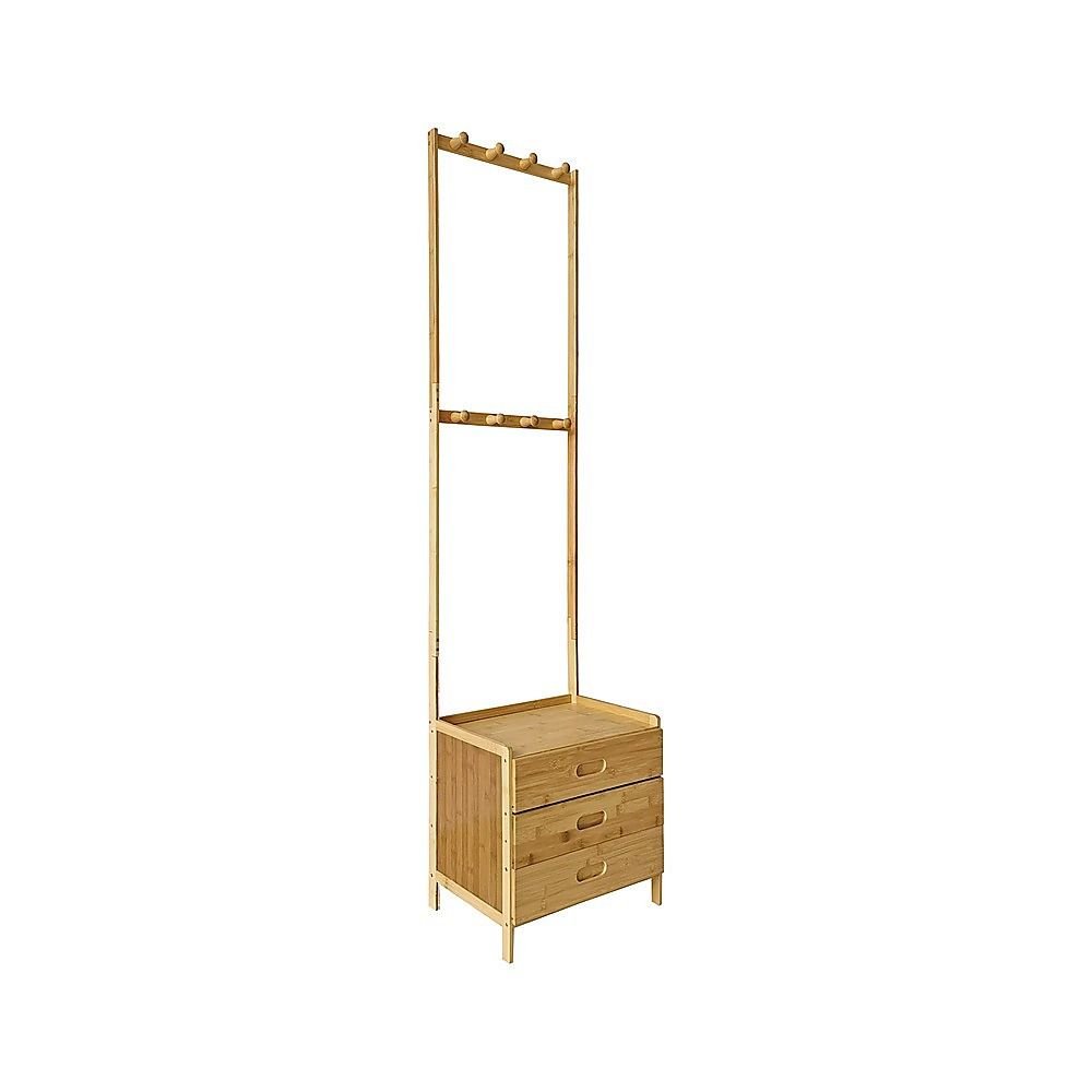 Wooden Hall Stand Floor Coat Rack with Drawer Modern Minimalist Style