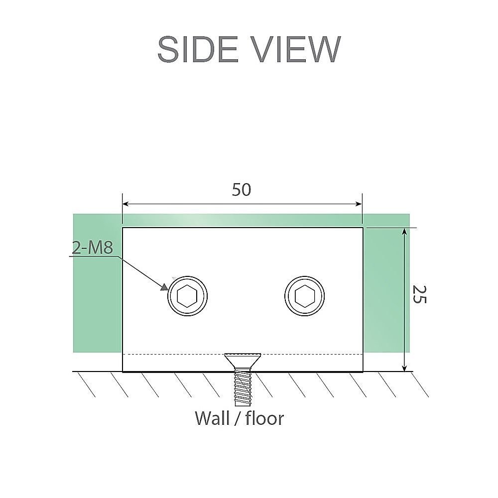 110x80cm Corner Frameless Shower Screen with Gold U-Brackets and Floor U-Bracket and SS Hinges, Round Knob Handle - V63-868011 110x80cm Corner Frameless Shower Screen with Gold U-Brackets and Floor U-Bracket and SS Hinges, Round Knob Handle - Image 10