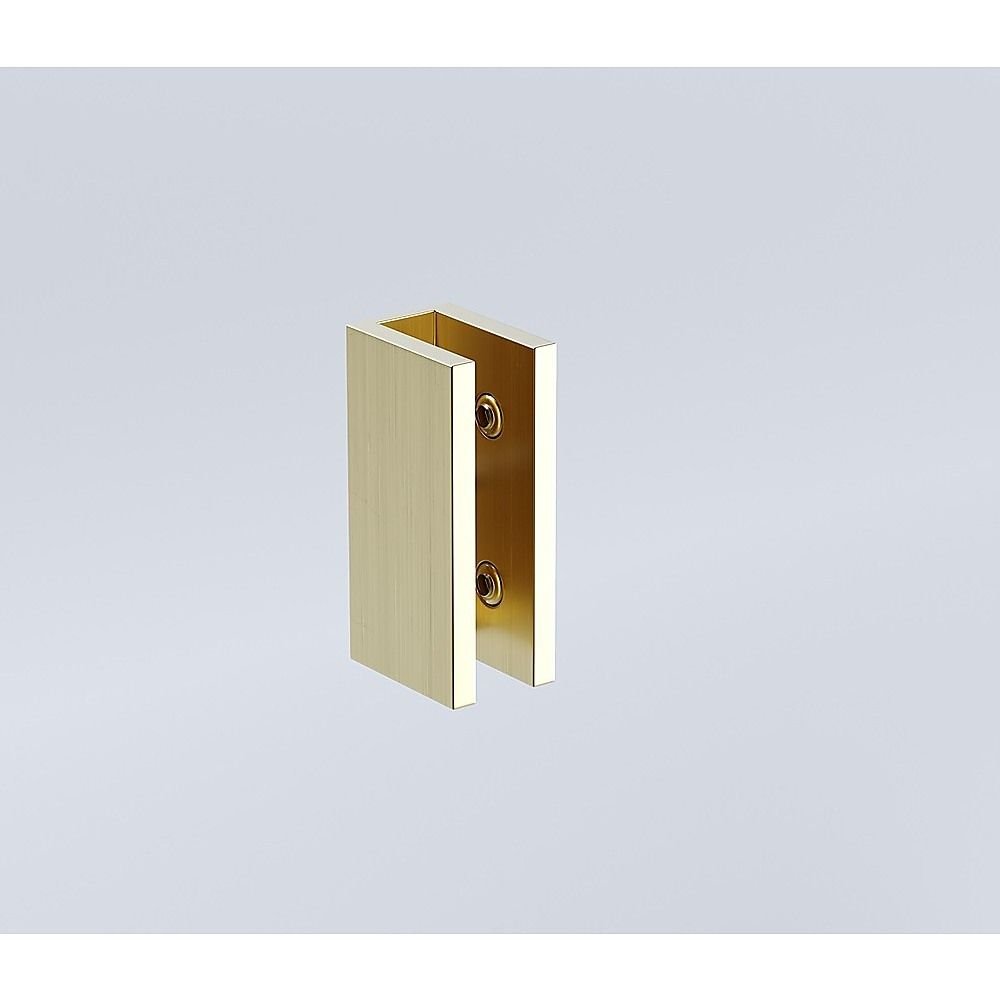 110x100cm Corner Frameless Shower Screen with Gold U-Brackets and Floor U-Bracket and SS Hinges, Round Knob Handle - V63-868491 110x100cm Corner Frameless Shower Screen with Gold U-Brackets and Floor U-Bracket and SS Hinges, Round Knob Handle - Image 7
