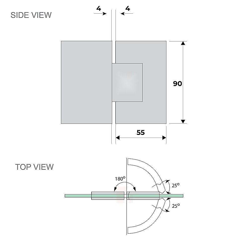 110x110cm Corner Frameless Shower Screen with Chrome U-Brackets and Floor U-Bracket and SS Hinges, Round Knob Handle - V63-868651 110x110cm Corner Frameless Shower Screen with Chrome U-Brackets and Floor U-Bracket and SS Hinges, Round Knob Handle - Image 14