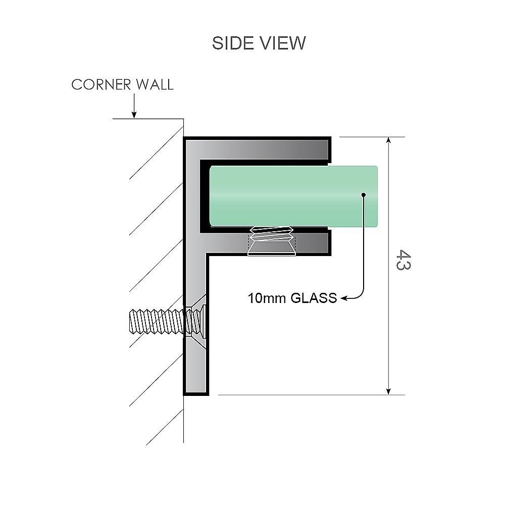 110x80cm Corner Frameless Shower Screen with Chrome F-Brackets and Brass Hinges, Round Knob Handle - V63-881011 110x80cm Corner Frameless Shower Screen with Chrome F-Brackets and Brass Hinges, Round Knob Handle - Image 7