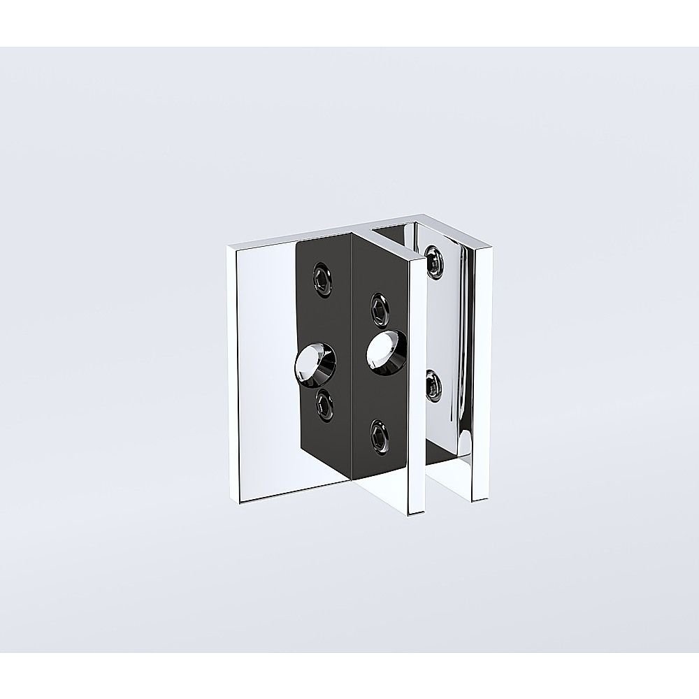 110x80cm Corner Frameless Shower Screen with Chrome F-Brackets and Brass Hinges, Round Knob Handle - V63-881011 110x80cm Corner Frameless Shower Screen with Chrome F-Brackets and Brass Hinges, Round Knob Handle - Image 8