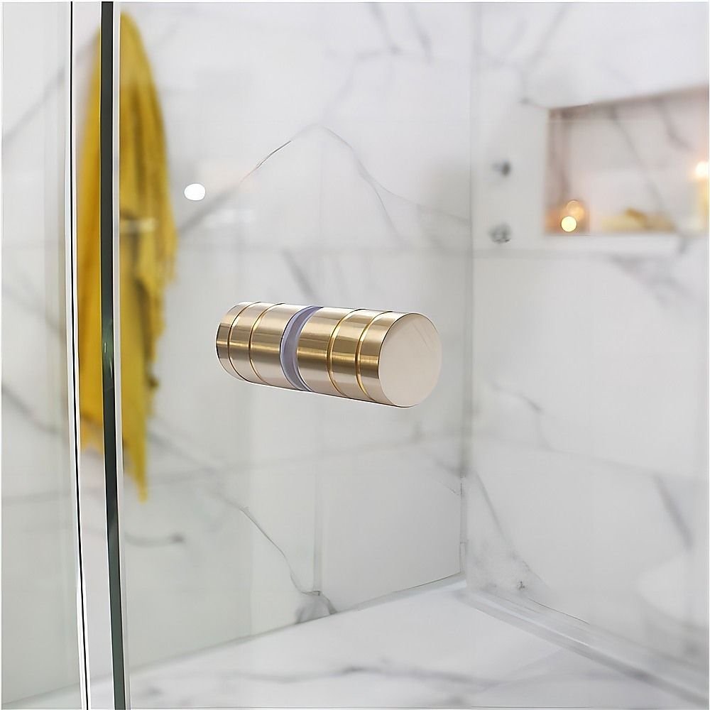 90cm Frameless Diamond Shower Screen – Gold U-Brackets with SS Hinges & Round Knob Handle - V63-910731 90cm Frameless Diamond Shower Screen – Gold U-Brackets with SS Hinges & Round Knob Handle - Image 10